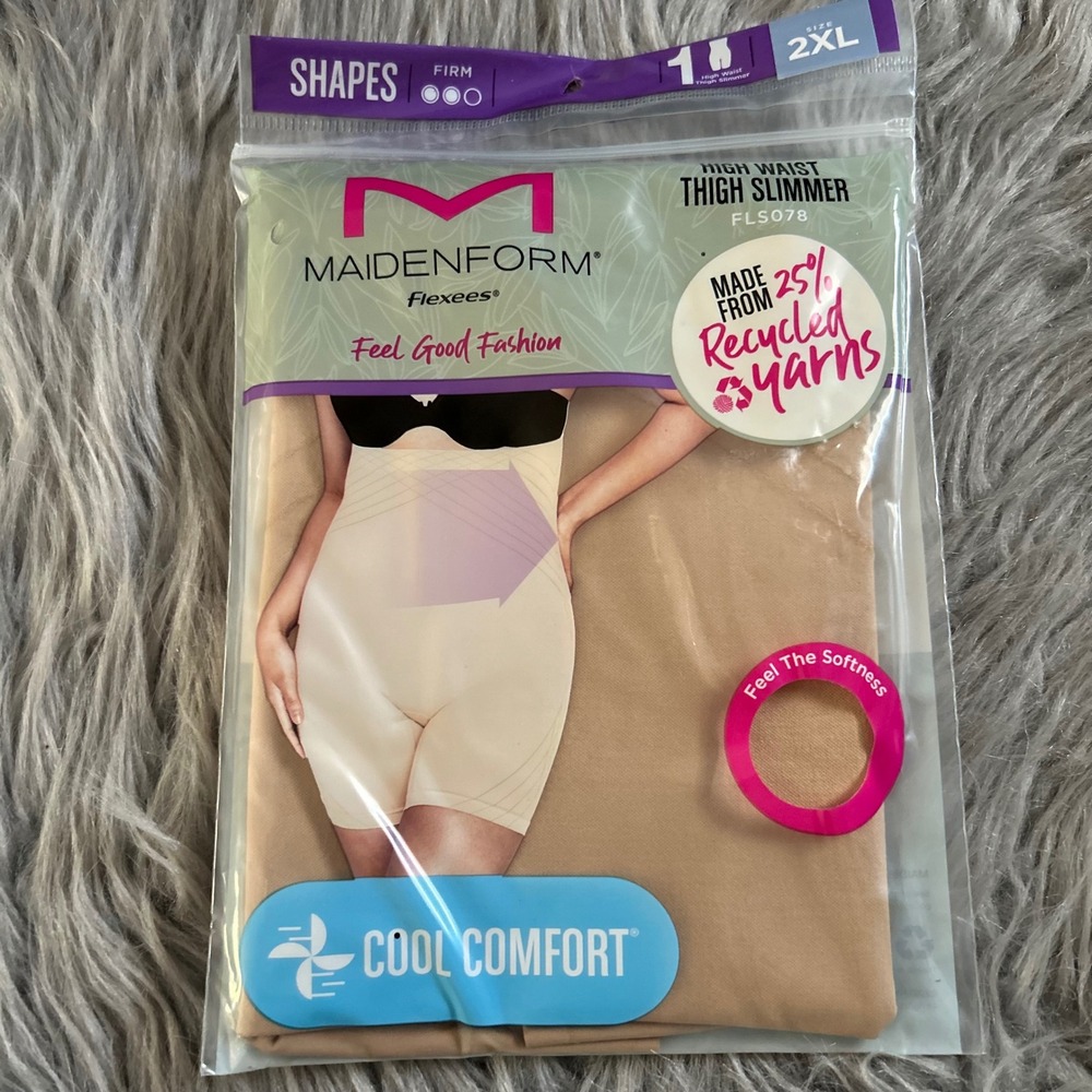 Maidenform Flexees High Waist Thigh Slimmer Shapewear Womens Size 2XL Tan Shaper